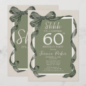 Elegant Green 60th Birthday Surprise Party 招待状 (正面/裏面)