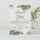 Elegant Green And  Beige Floral Wedding Invitation 招待状 (スタンド正面)