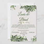 Elegant Green And  Beige Floral Wedding Invitation 招待状 (正面)