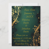 Elegant Green and Gold Design Wedding Invitation 招待状 (正面)