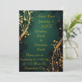 Elegant Green and Gold Design Wedding Invitation 招待状 (スタンド正面)