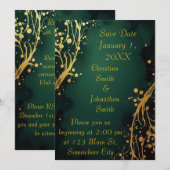 Elegant Green and Gold Design Wedding Invitation 招待状 (正面/裏面)