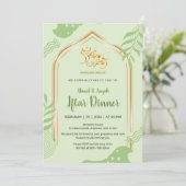 Elegant Green and Gold Floral Iftar Dinner 招待状 (スタンド正面)