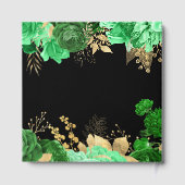 Elegant Green and Gold Flowers Birthday Party ゲストブック (裏面)