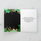 Elegant Green and Gold Flowers Birthday Party サンキューカード (内部)