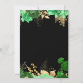 Elegant Green and Gold Flowers Birthday Party サンキューカード (裏面)
