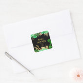 Elegant Green and Gold Flowers Birthday Party スクエアシール (封筒)