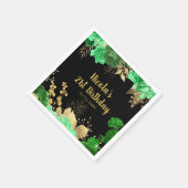 Elegant Green and Gold Flowers Birthday Party スタンダードカクテルナプキン (角)