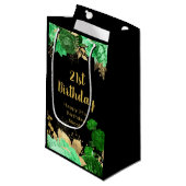 Elegant Green and Gold Flowers Birthday Party スモールペーパーバッグ (正面アングル)