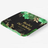 Elegant Green and Gold Flowers Birthday Party ペーパープレート (傾斜あり)