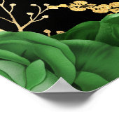 Elegant Green and Gold Flowers Birthday Party ポスター (角)
