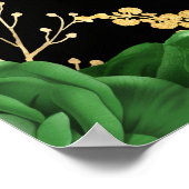 Elegant Green and Gold Flowers Sweet Sixteen ポスター (角)
