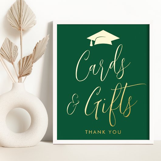 Elegant Green and Gold Graduation Cards and Gifts 箔ポスター