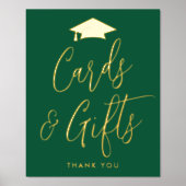 Elegant Green and Gold Graduation Cards and Gifts 箔ポスター (正面)