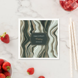 Elegant Green and Gold Marble Wedding スタンダードカクテルナプキン