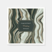 Elegant Green and Gold Marble Wedding スタンダードカクテルナプキン (正面)