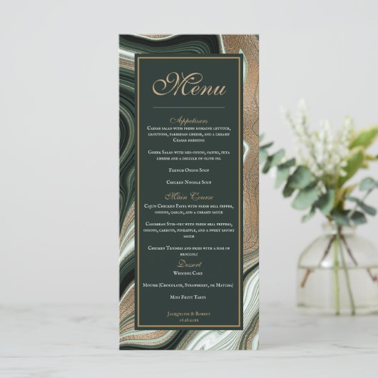 Elegant Green and Gold Marble Wedding メニュー (スタンド正面)