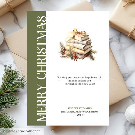 Elegant Green And Gold Minimalist Holiday Card シーズンカード