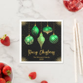 Elegant Green and Gold Ornament Christmas スタンダードカクテルナプキン (インサイチュ)