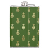Elegant Green and Gold Pineapple Monogram フラスク (裏面)