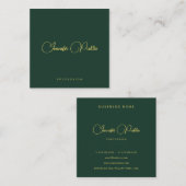 Elegant Green And Gold Text Script Premium Silk スクエア名刺 (正面/裏面)