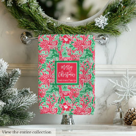 Elegant green and pink Christmas preppy towel set バスタオルセット