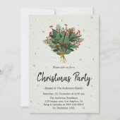 Elegant Green and Red Botanical Christmas Party 招待状 (正面)