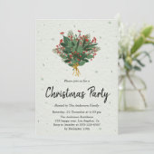 Elegant Green and Red Botanical Christmas Party 招待状 (スタンド正面)