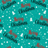 Elegant green and red Christmas lettering fleece フリースブランケット