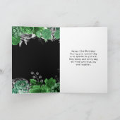 Elegant Green and Silver Flowers Birthday Party  カード (内部)