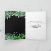 Elegant Green and Silver Flowers Birthday Party サンキューカード (内部)