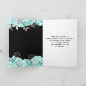 Elegant Green and Silver Flowers Birthday Party サンキューカード (内部)