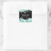 Elegant Green and Silver Flowers Birthday Party スクエアシール (バッグ)