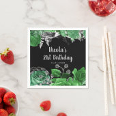 Elegant Green and Silver Flowers Birthday Party  スタンダードカクテルナプキン (インサイチュ)