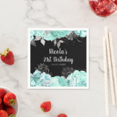 Elegant Green and Silver Flowers Birthday Party スタンダードカクテルナプキン (インサイチュ)
