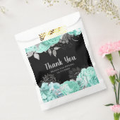 Elegant Green and Silver Flowers Birthday Party フェイバーバッグ (封をした状態)