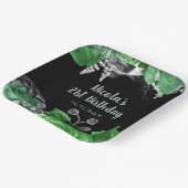 Elegant Green and Silver Flowers Birthday Party  ペーパープレート (傾斜あり)