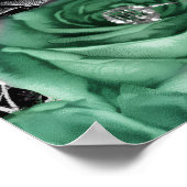 Elegant Green and Silver Flowers Birthday Party  ポスター (角)