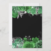 Elegant Green and Silver Flowers Birthday Party 招待状 (裏面)