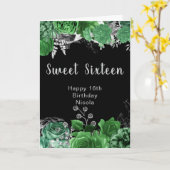 Elegant Green and Silver Flowers Sweet Sixteen   カード (黄色い花)