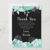 Elegant Green and Silver Flowers Sweet Sixteen サンキューカード (正面)