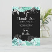 Elegant Green and Silver Flowers Sweet Sixteen サンキューカード (スタンド正面)