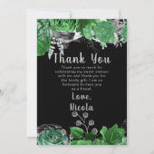 Elegant Green and Silver Flowers Sweet Sixteen  サンキューカード (正面)