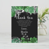 Elegant Green and Silver Flowers Sweet Sixteen  サンキューカード (スタンド正面)