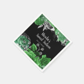 Elegant Green and Silver Flowers Sweet Sixteen  スタンダードカクテルナプキン (角)