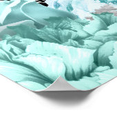 Elegant Green and Silver Flowers Sweet Sixteen ポスター (角)