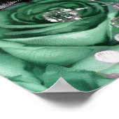 Elegant Green and Silver Flowers Sweet Sixteen ポスター (角)