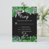 Elegant Green and Silver Flowers Sweet Sixteen  出欠カード (スタンド正面)