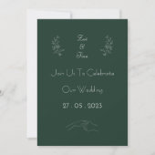 Elegant Green And White Floral Simple Invitation 招待状 (正面)