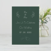 Elegant Green And White Floral Simple Invitation 招待状 (スタンド正面)